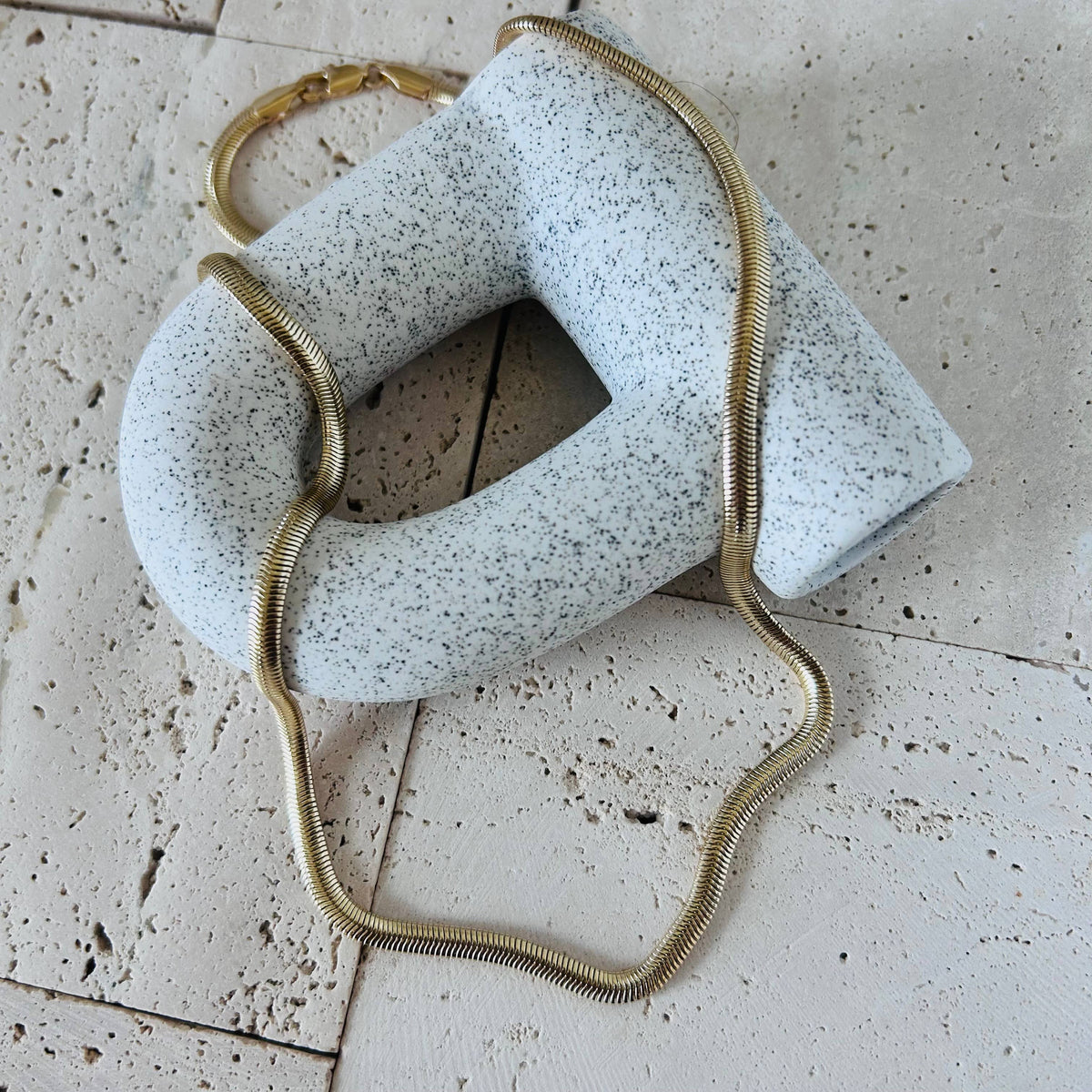 Snake chain herringbone flat link necklace gold filled