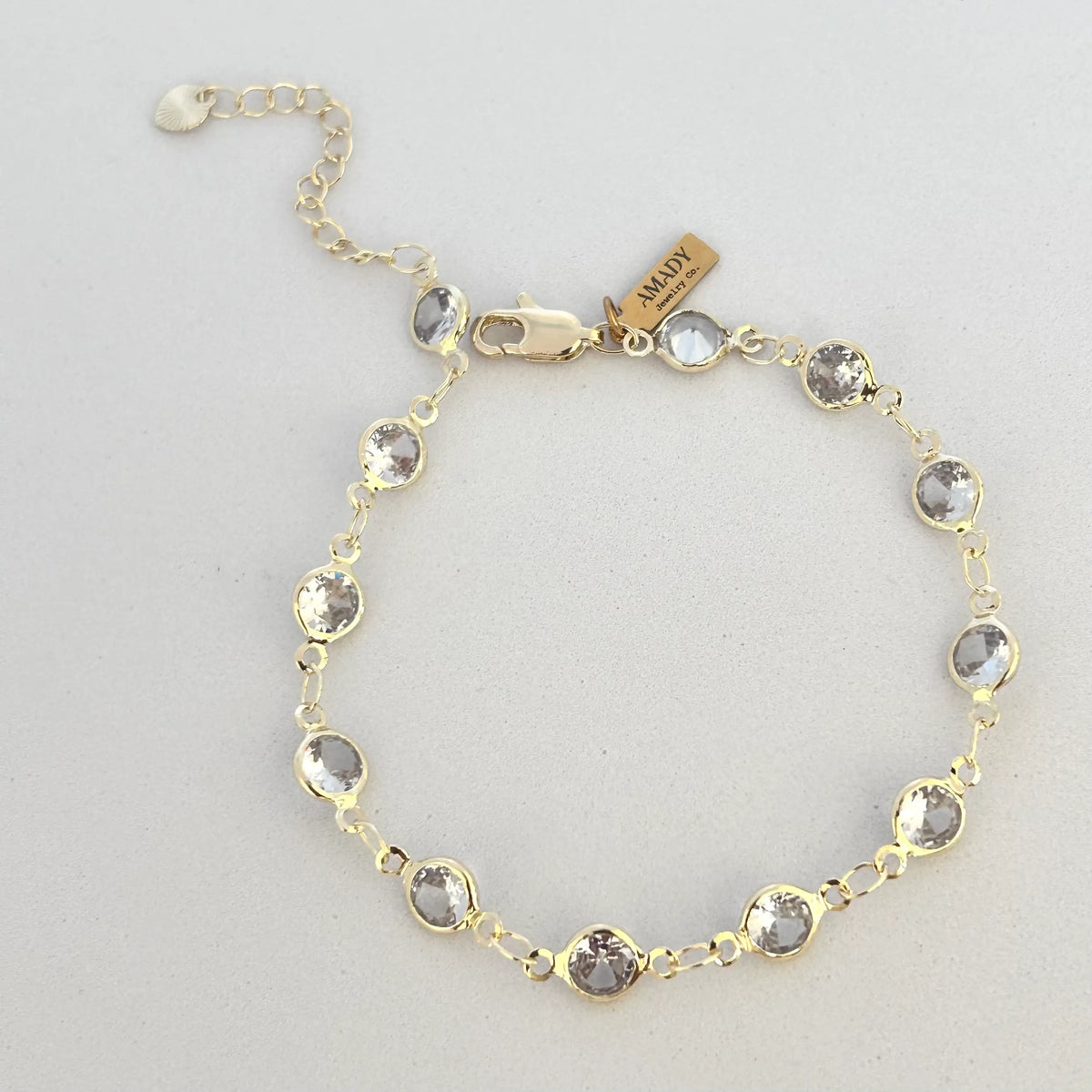 Gold Filled Smoky Crystal Bracelet  Delicate Layering Bracet