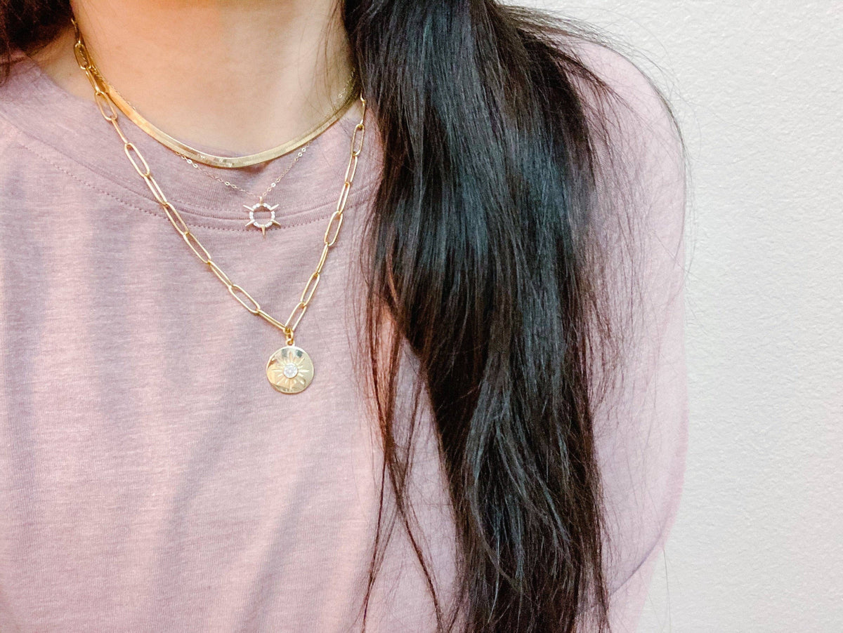 Sun Spikes Star Zirconia Crystals Charmed Necklace