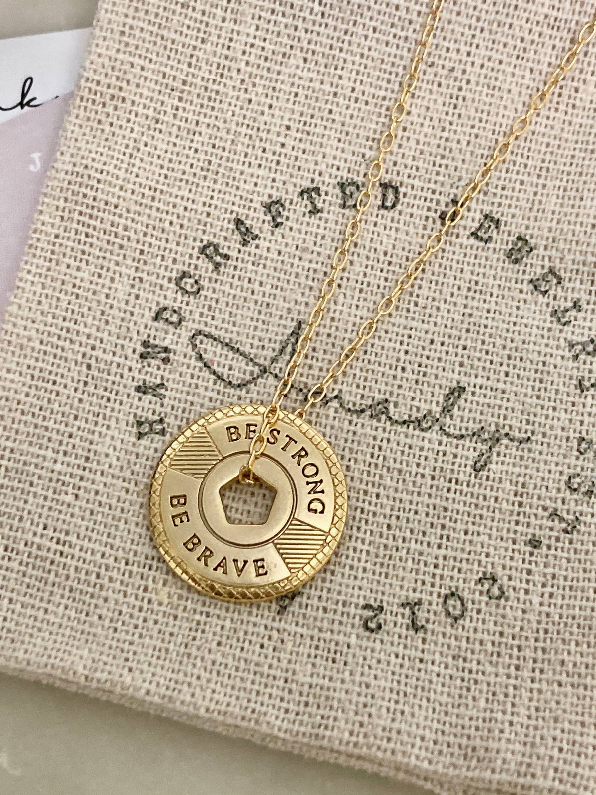 Gold filled coin medallion medal necklace 18k gold filled