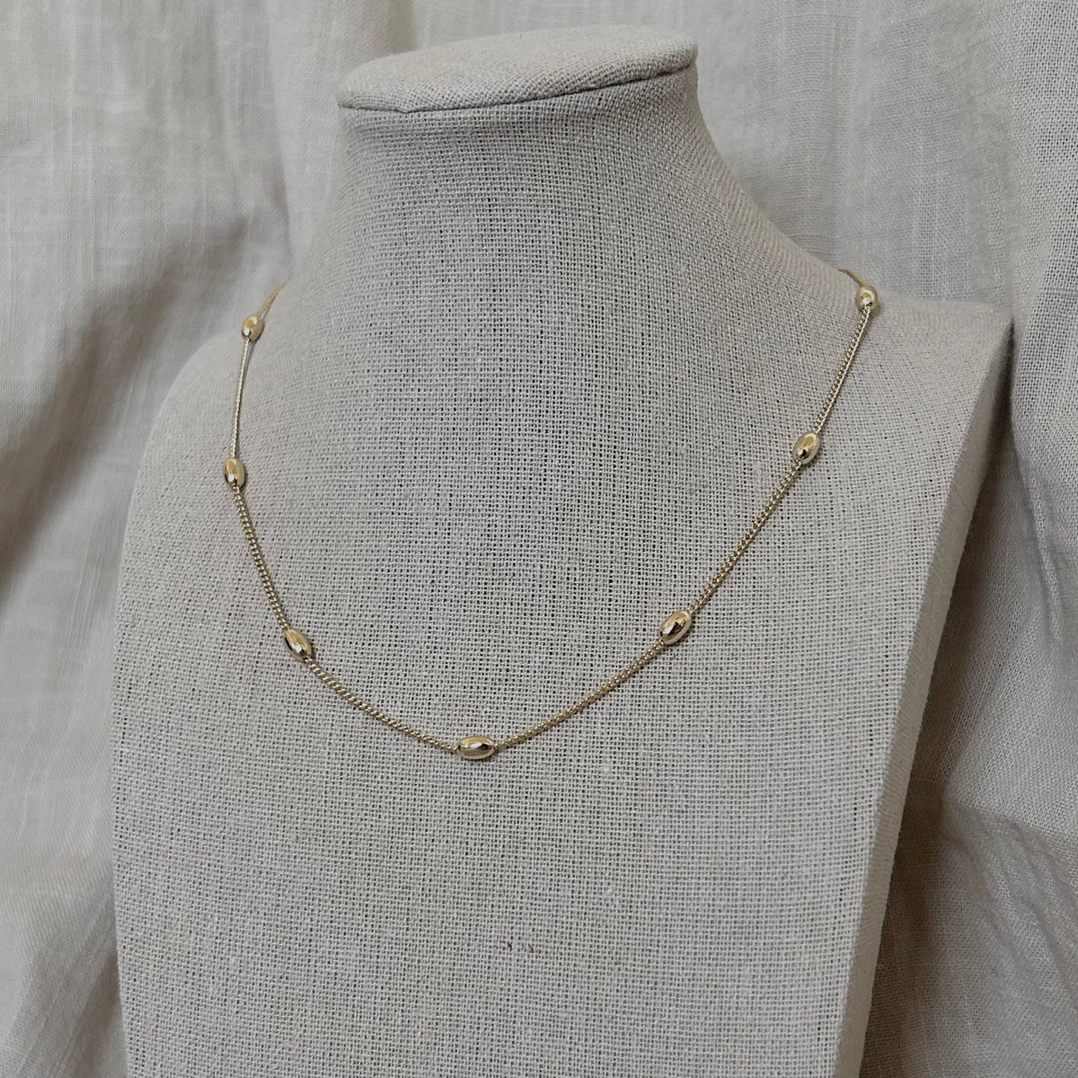 Beaded layering chain necklace 14k gold filled 18 inches