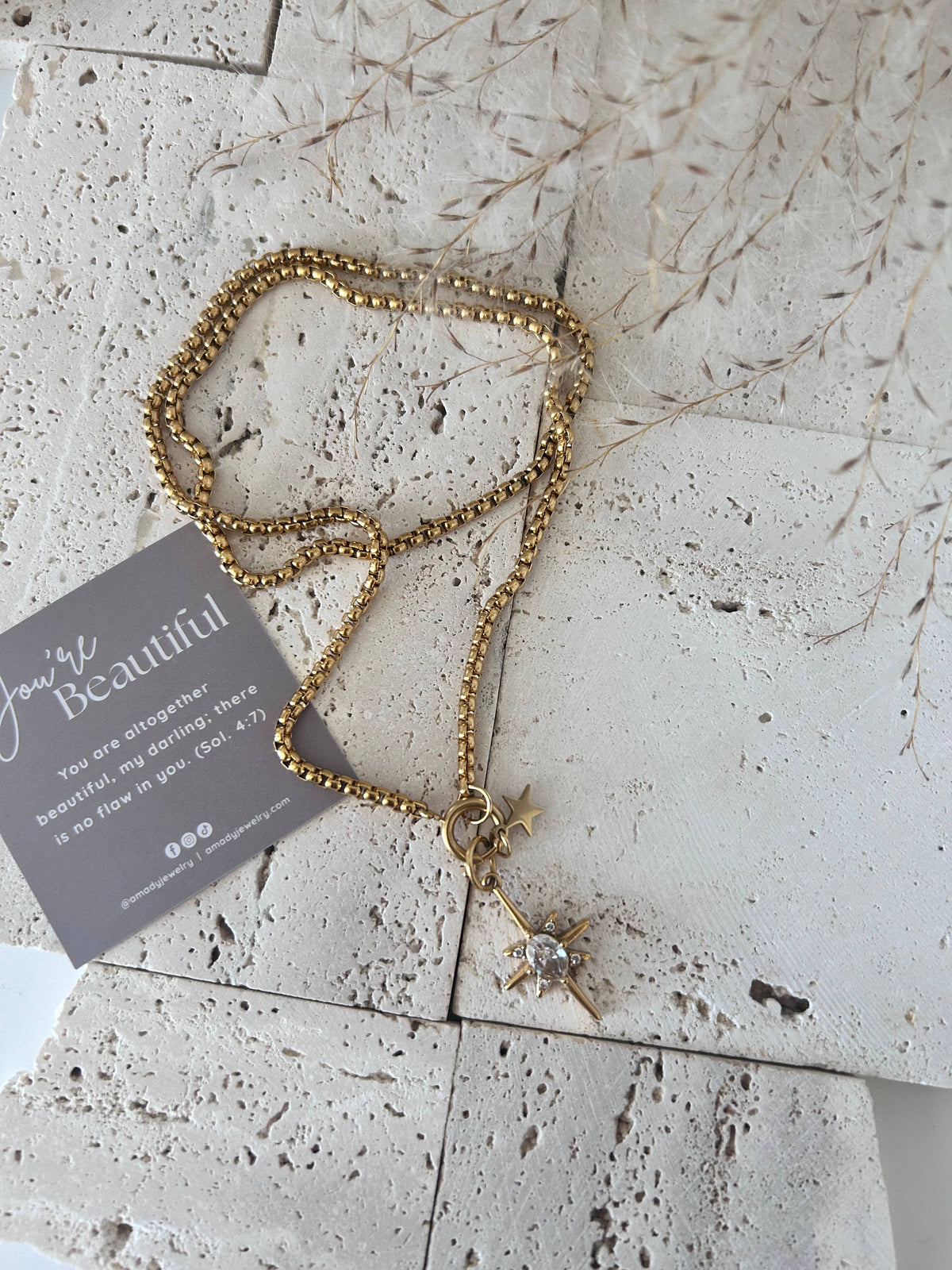 Stars removable charms pendants necklace 18k gold plated