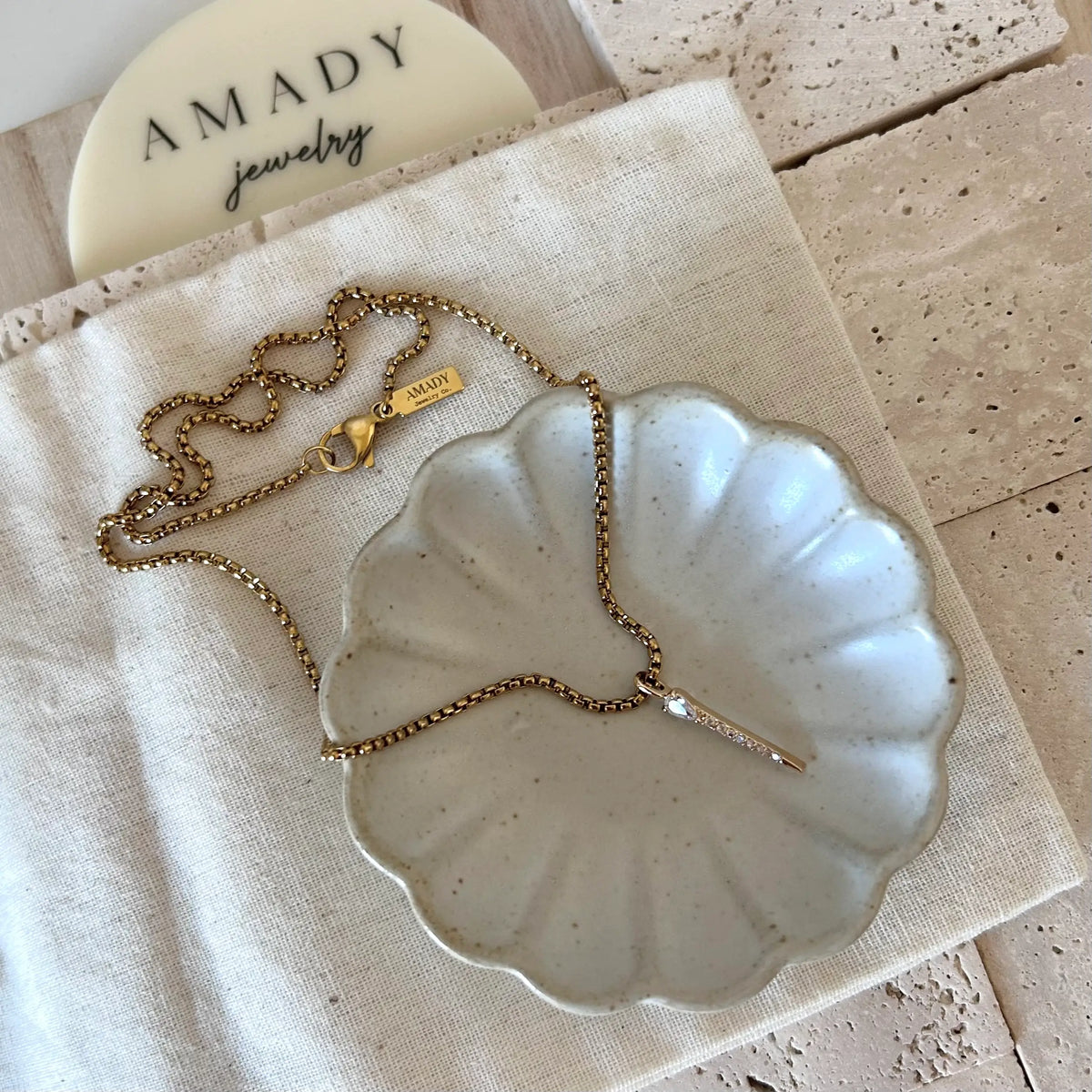 Spike crystals pendant necklace 18k gold plated water resist