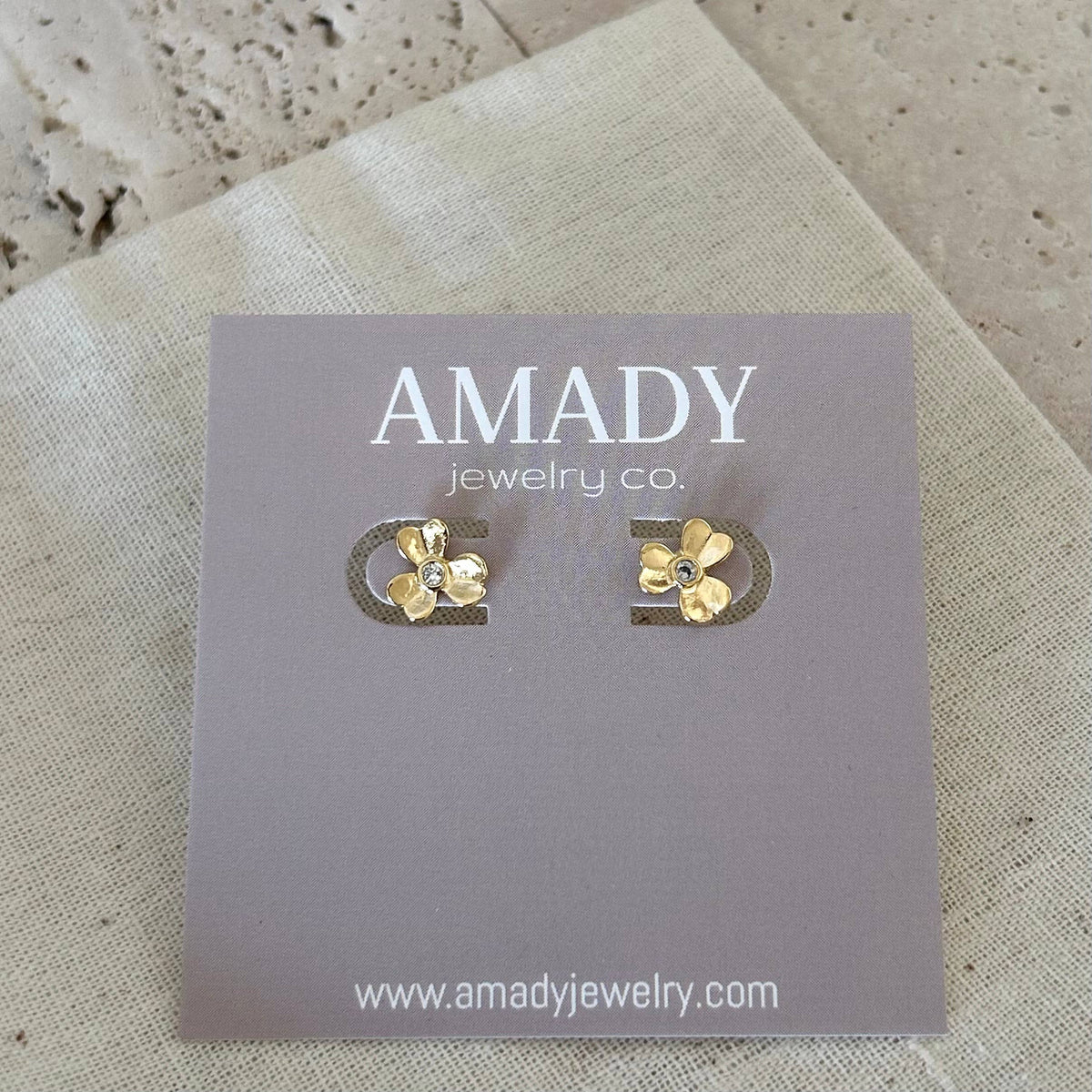 Flower stud post minimal earrings waterproof 18k gold fill