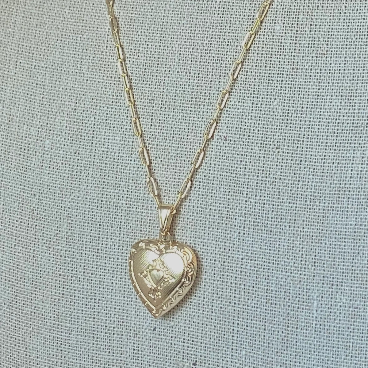 Heart Lock locket necklace engraved love gold filled photo