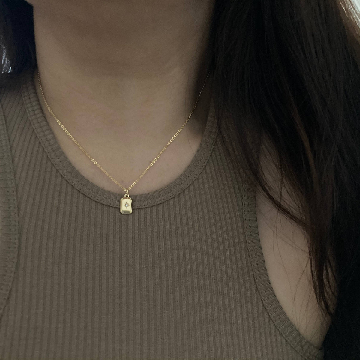 North Star Medallion Charm Pendant Necklace 18k gold filled