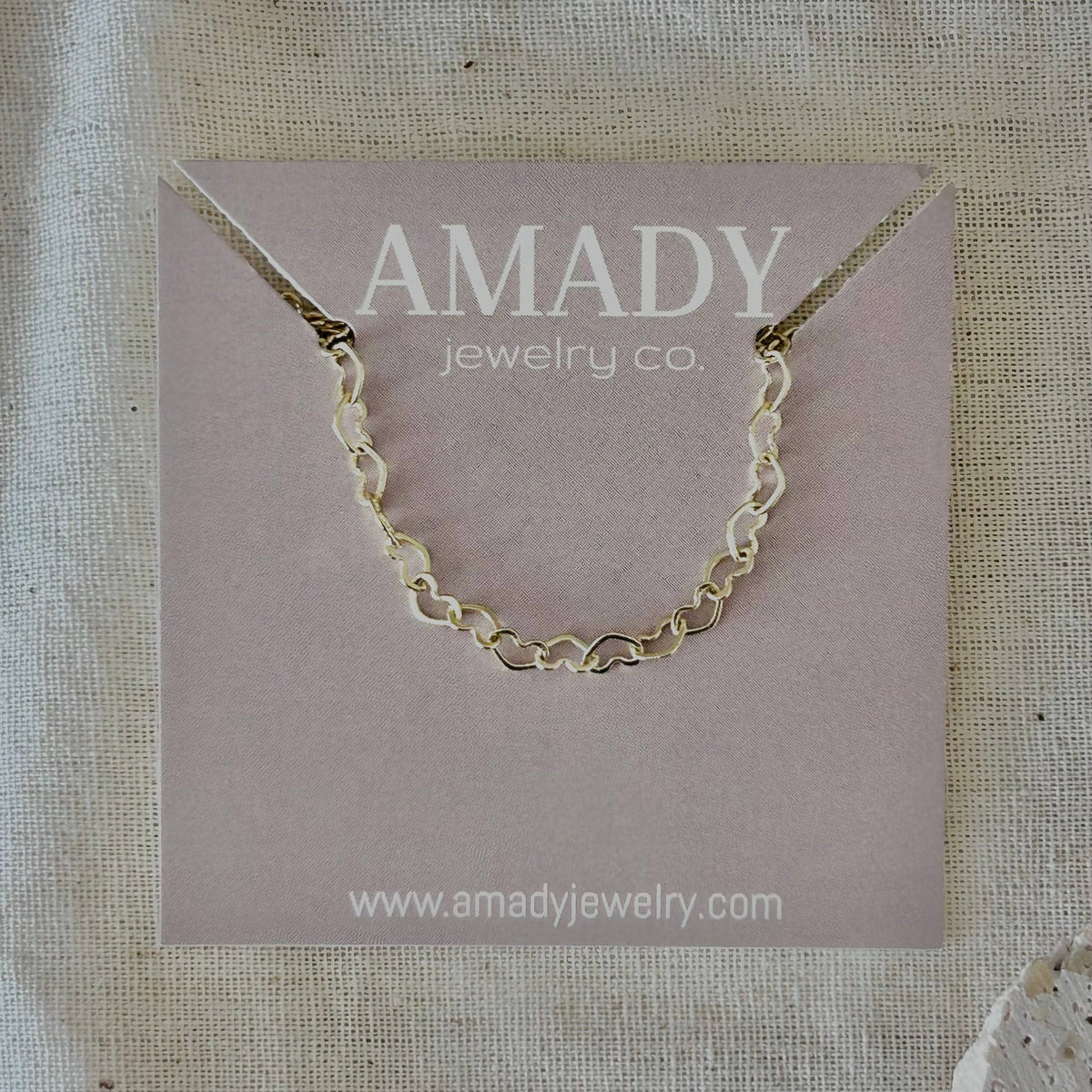 Hearts chain necklace gold filled layering