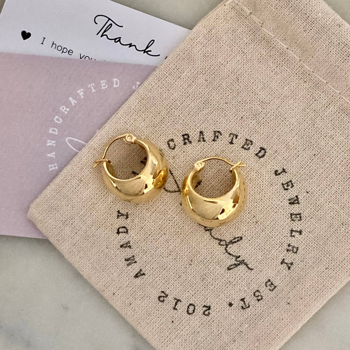 Hoop earrings 18k gold plated thick hoop earrings, chunky