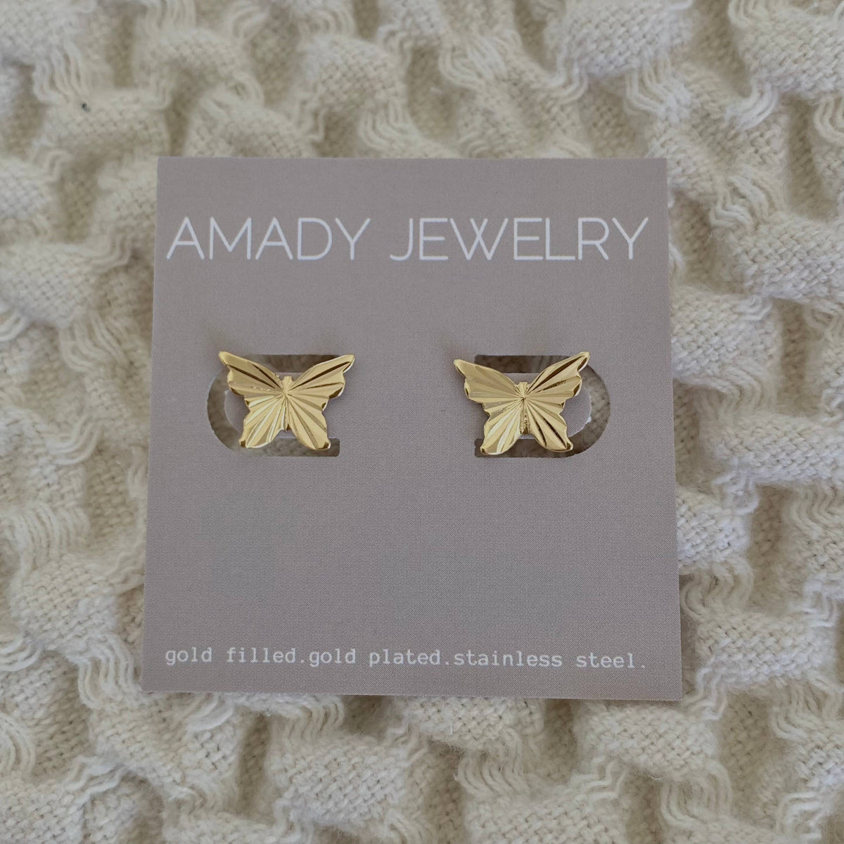 Butterfly fairy post earrings 18k gold filled butterflies