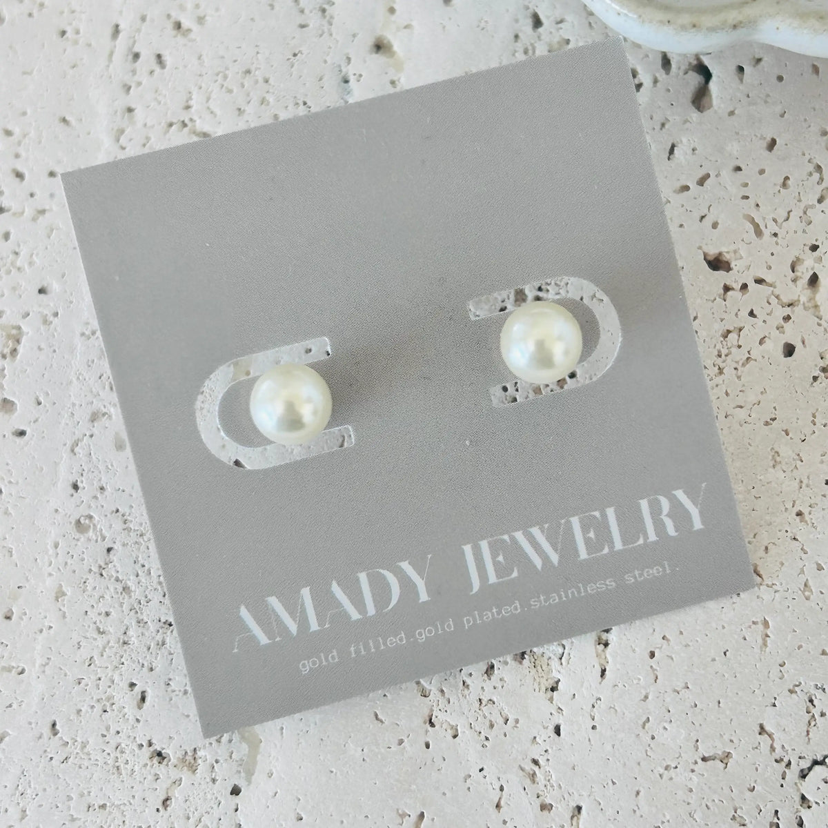 Pearl Stud Post Earrings 7mm Gold Filled layering earring