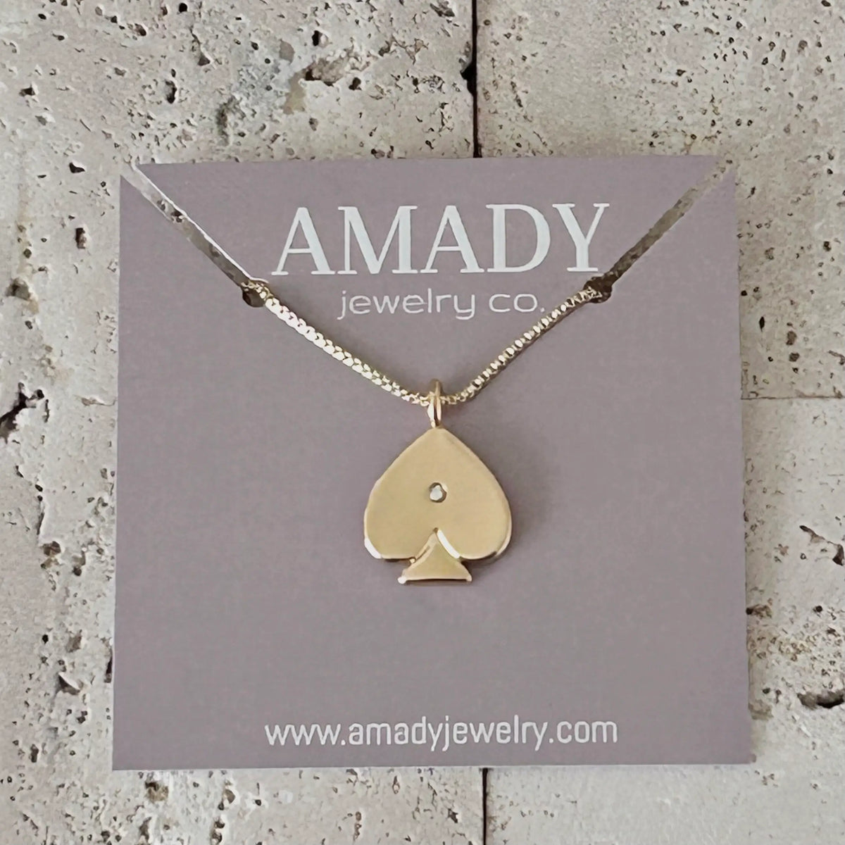 Ace of spade pendant charm necklace Gold Filled