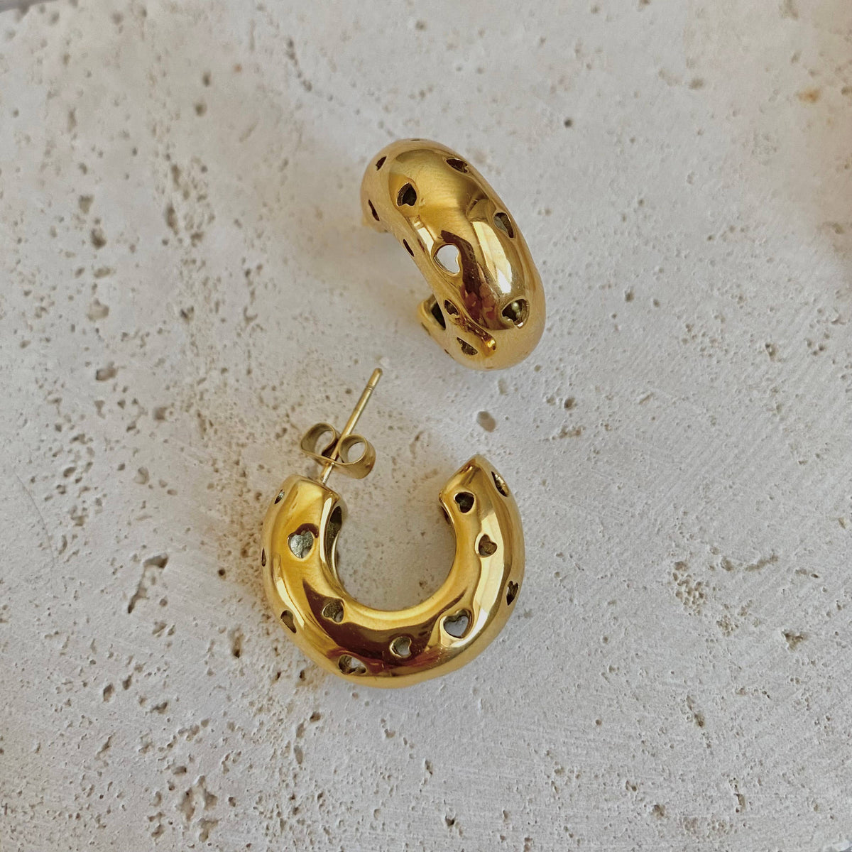 Hearts thick hoop earrings chunky statement jewelry