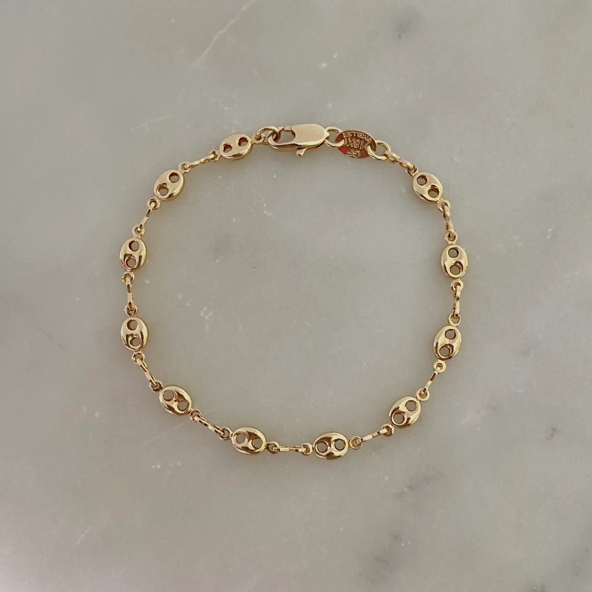 18k Gold Filled Mariner Coffee Bean Link Chain Bracelet