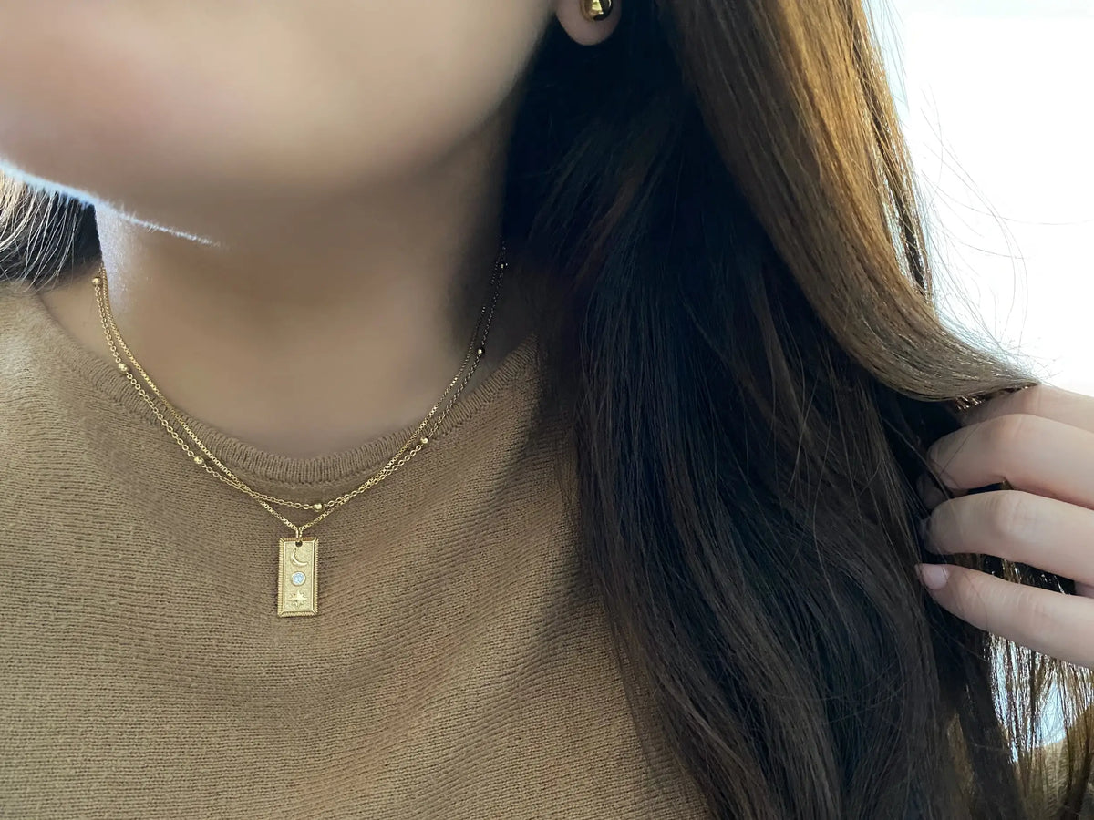 18k gold filled satellite chain layering necklace waterproof