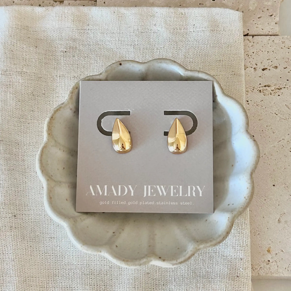18k Gold Filled Teardrop Post Earrings