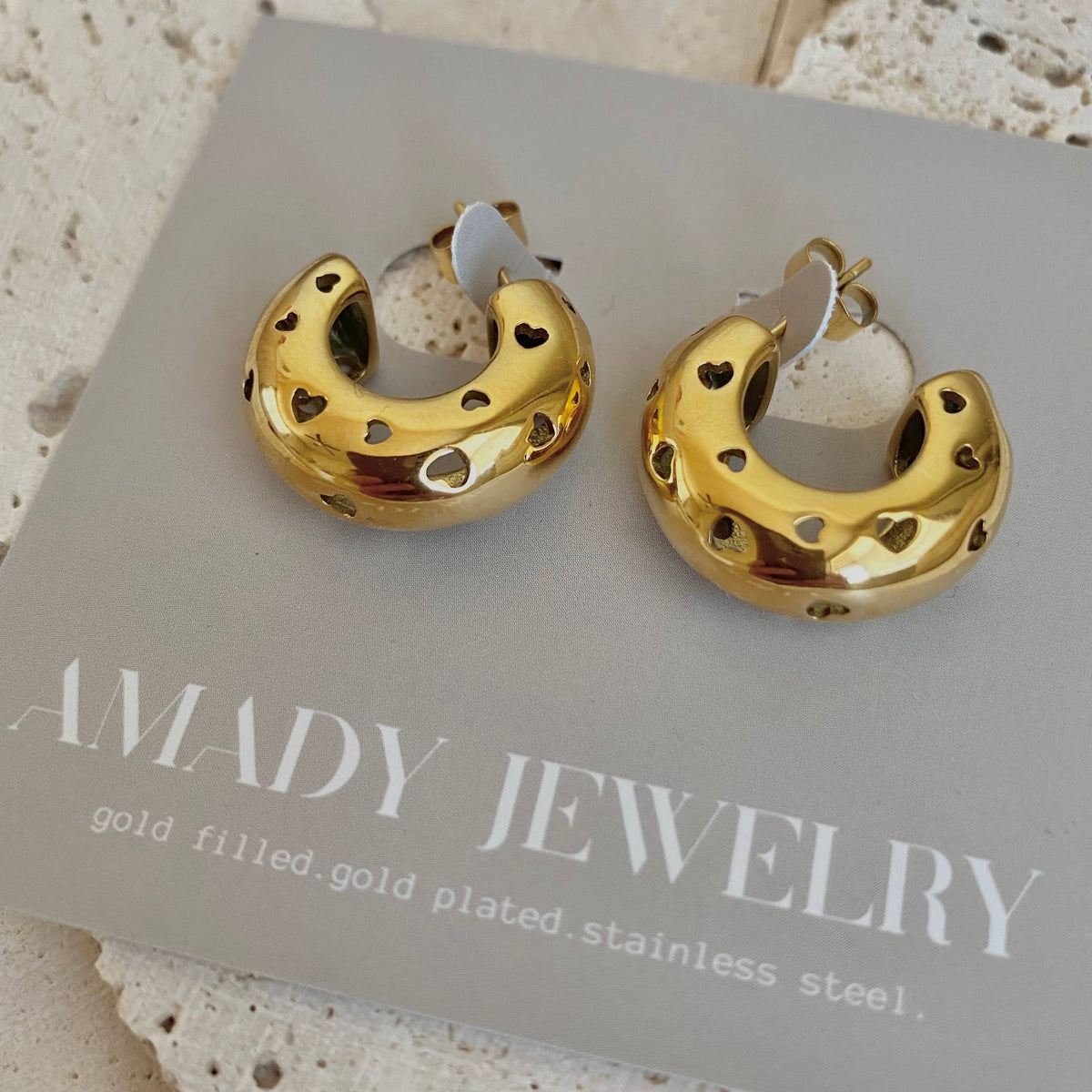 Hearts thick hoop earrings chunky statement jewelry