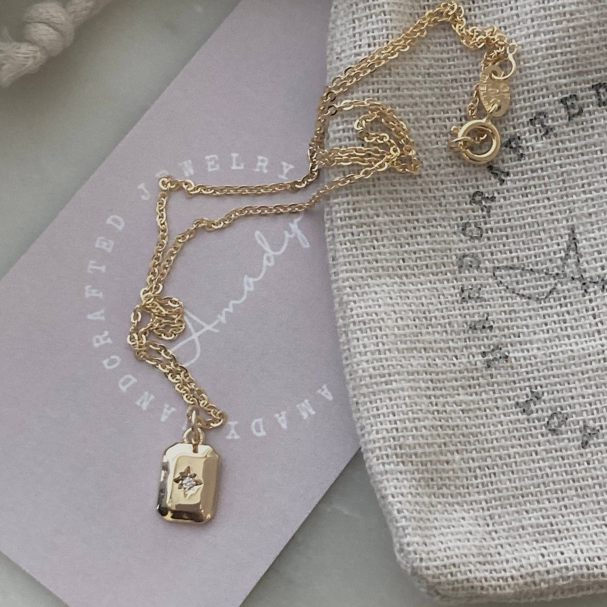 North Star Medallion Charm Pendant Necklace 18k gold filled