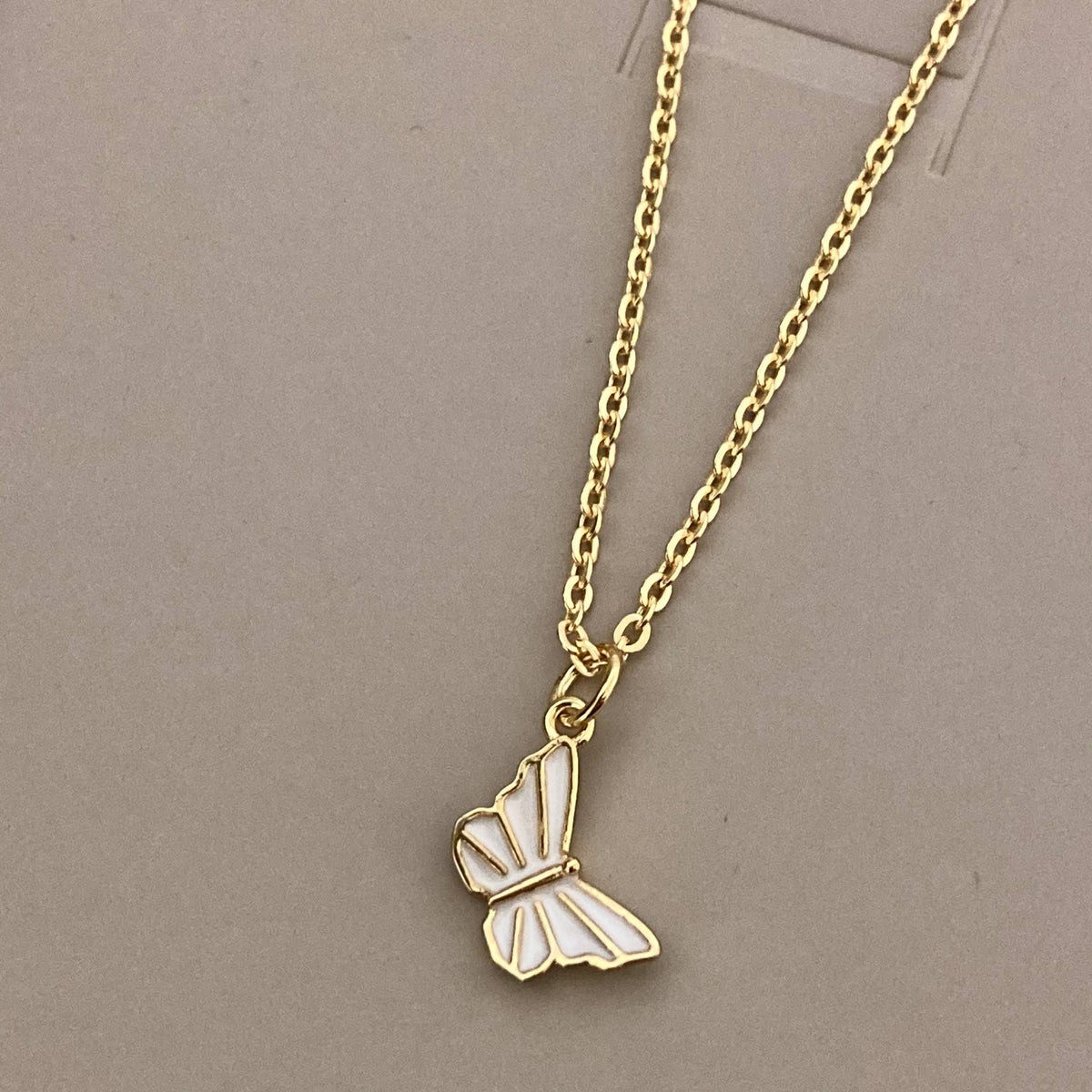 Butterfly charm pendant dainty necklace 18K waterproof