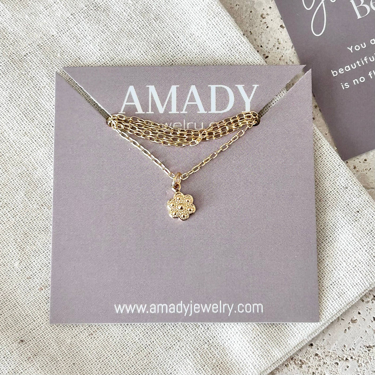 Tiny Flower charm necklace floral jewelry