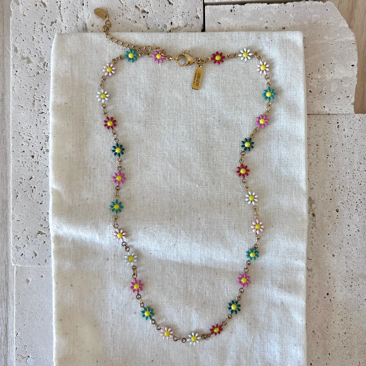 Colorful flowers layering necklace spring flower strand