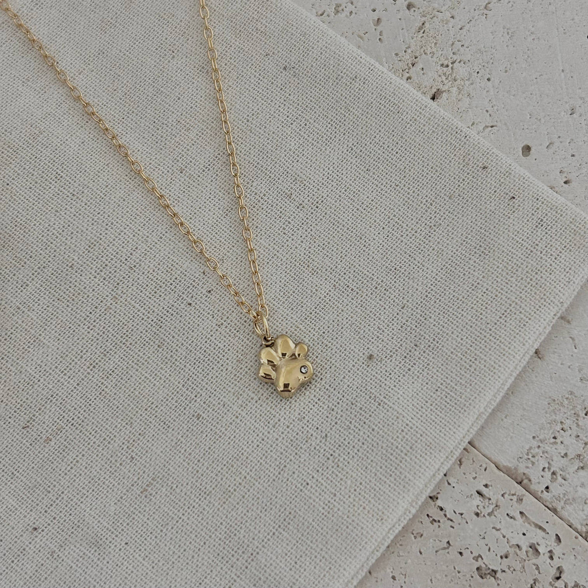 Dog paw charm pendant necklace gold filled stainless steel
