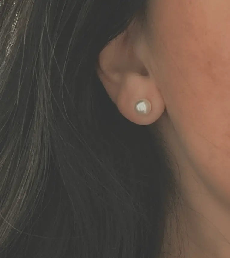 Pearl Stud Post Earrings 7mm Gold Filled layering earring