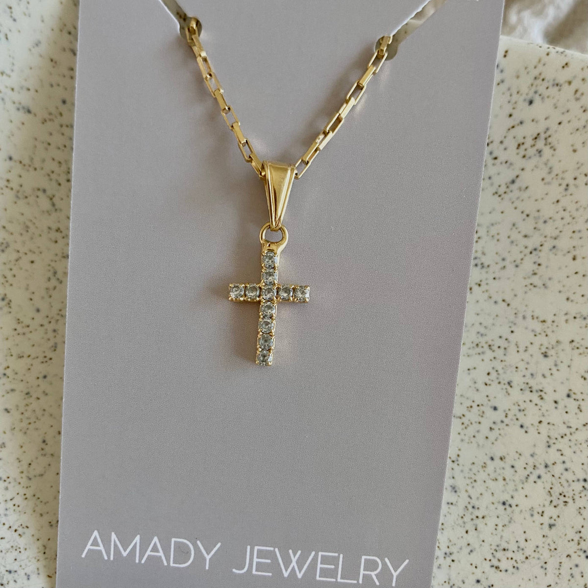 Cross faith religious Jesus 18k GP glass charm necklace