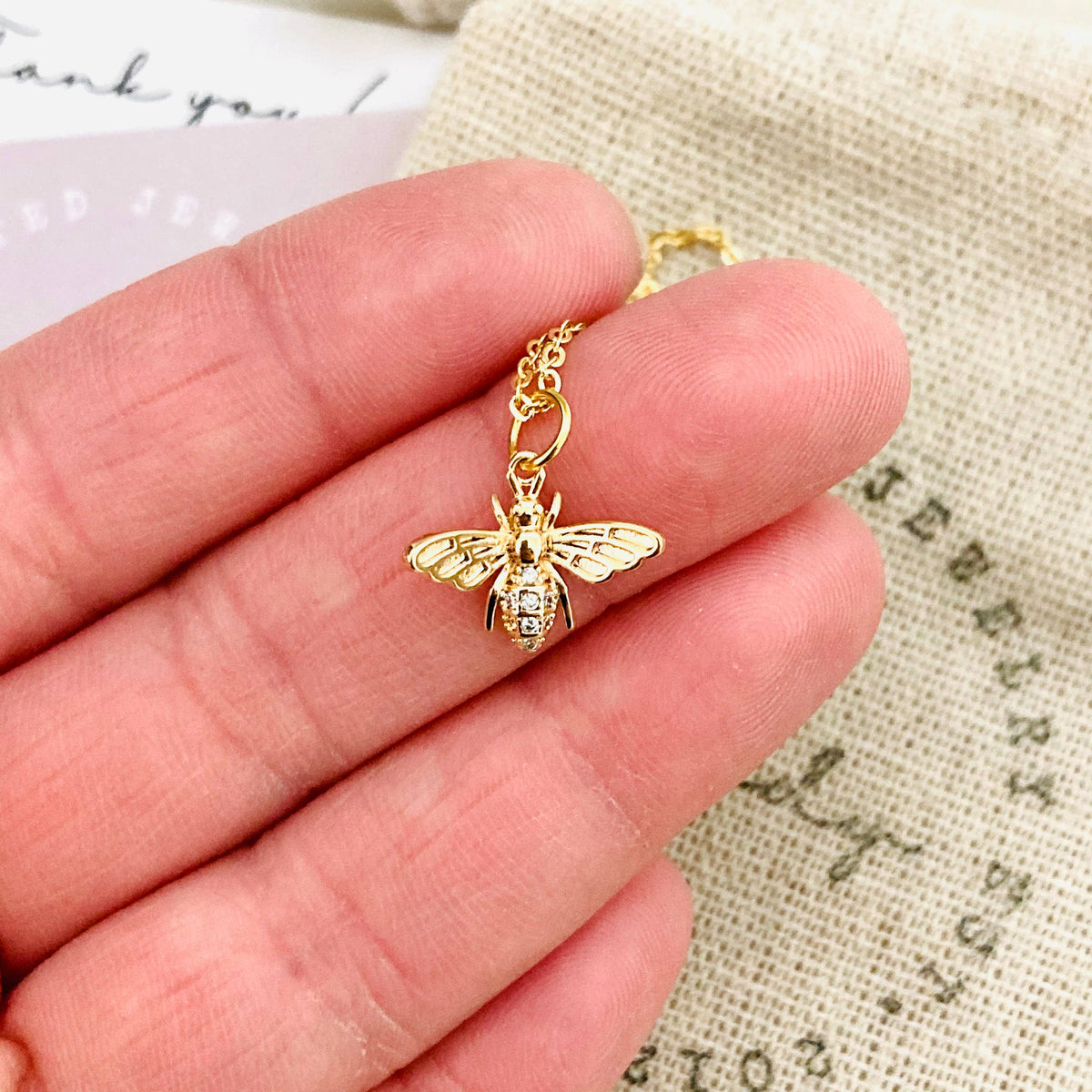 Honey Bee Queen Bee Pendant Charm chain necklace