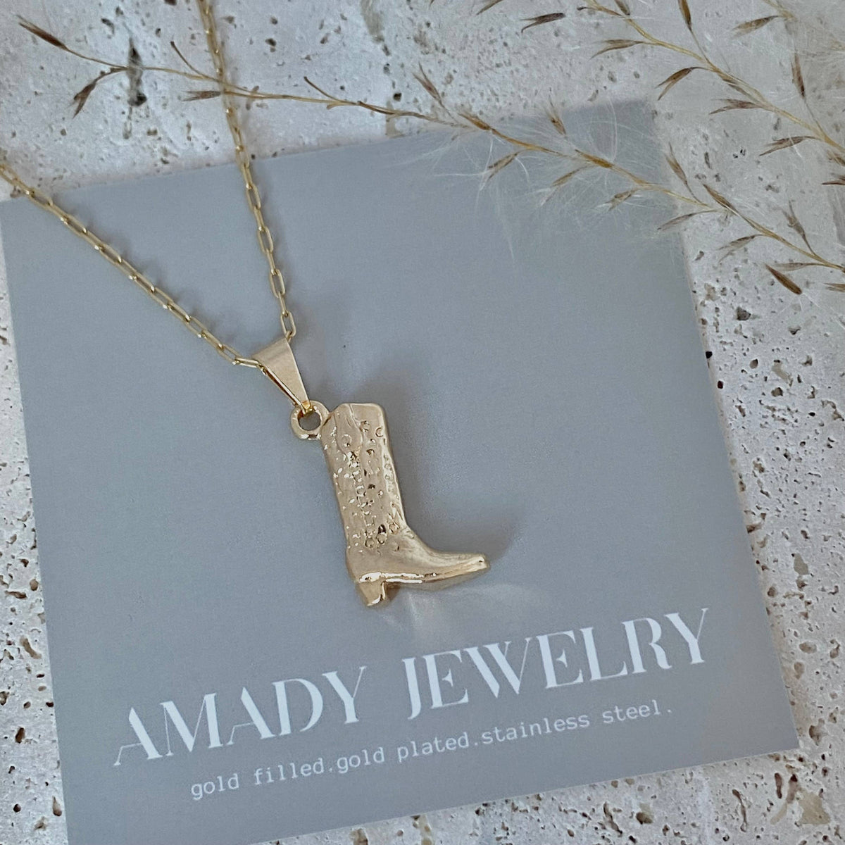 Cowboy Boot Cowgirl  charm pendant necklace 18k gold filled