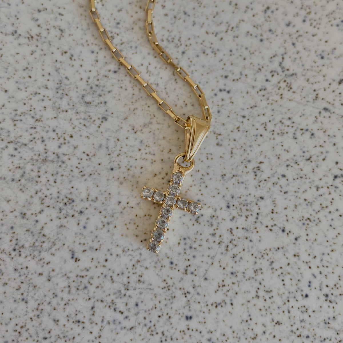 Cross faith religious Jesus 18k GP glass charm necklace
