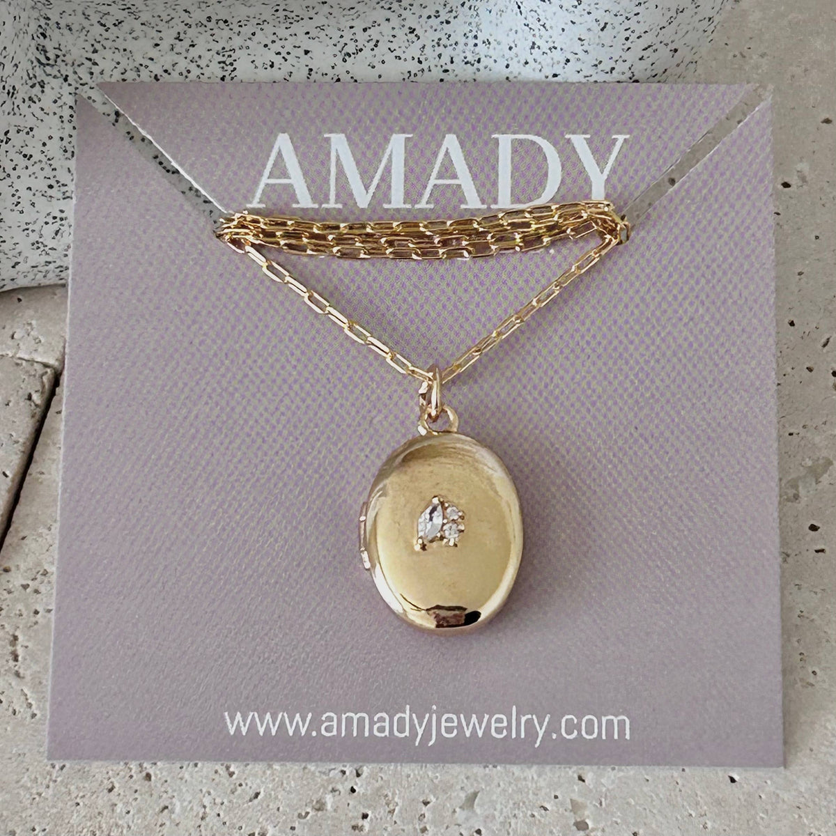 Oval Locket Pendant Necklace 18k gold filled
