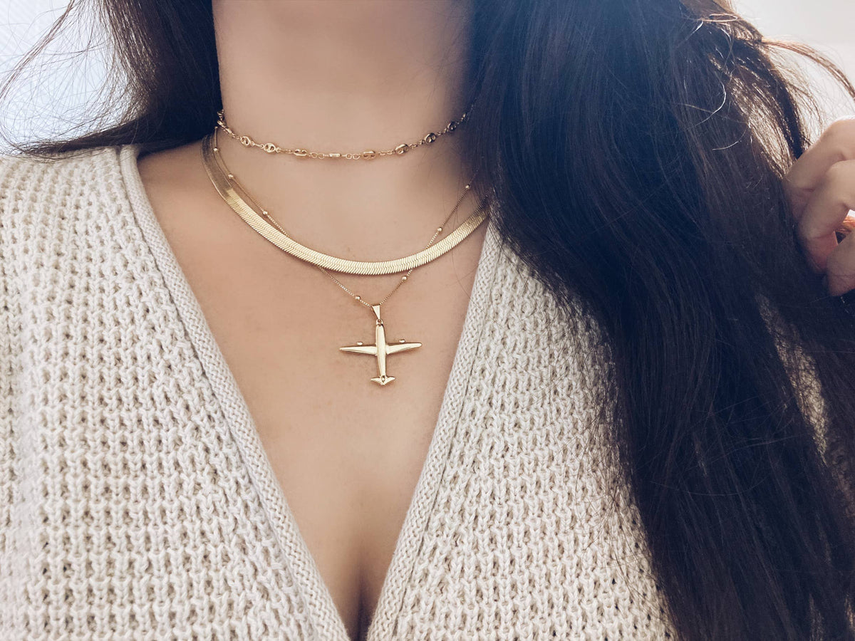 Mariner coffee bean link chain necklace, 18k gold chocker