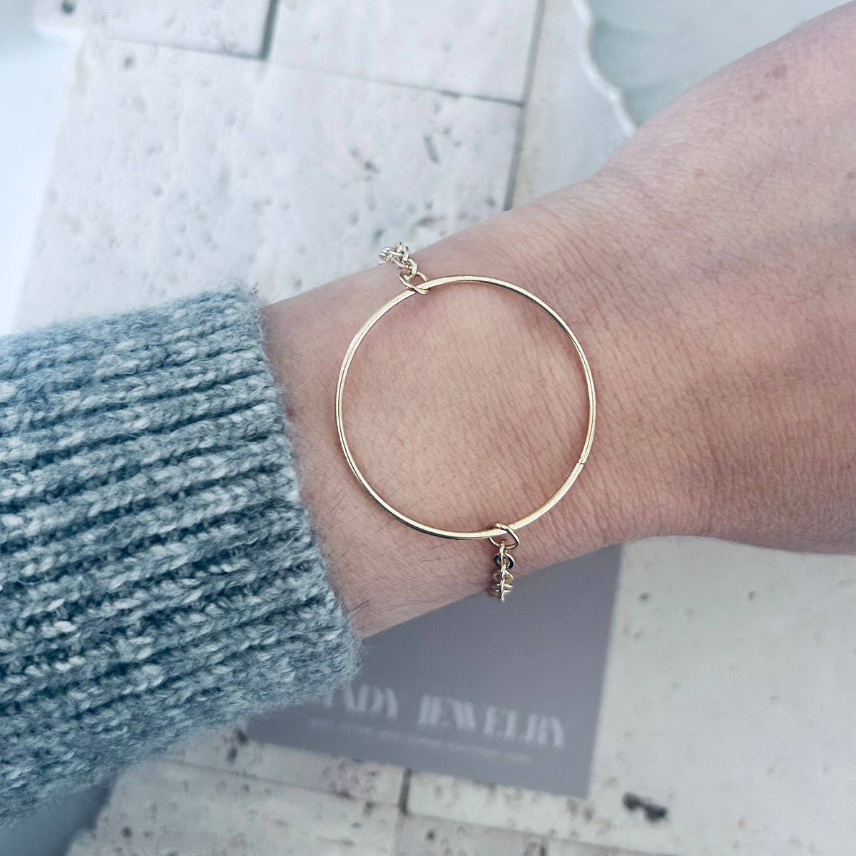 Infinity round charm bracelet circle gold plated