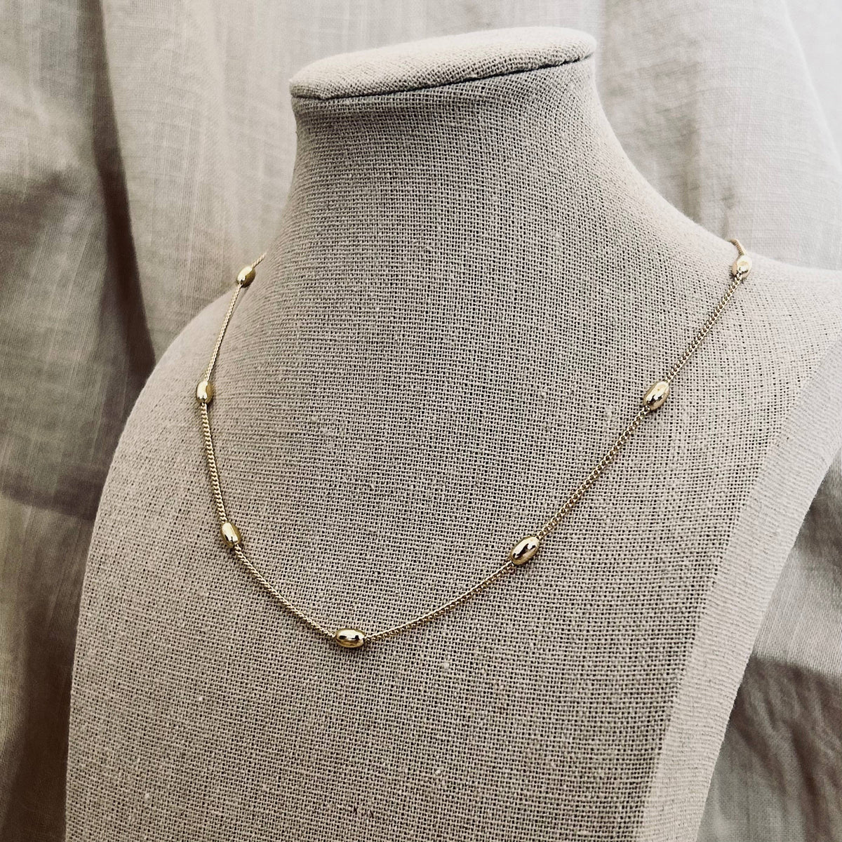 Beaded layering chain necklace 14k gold filled 18 inches