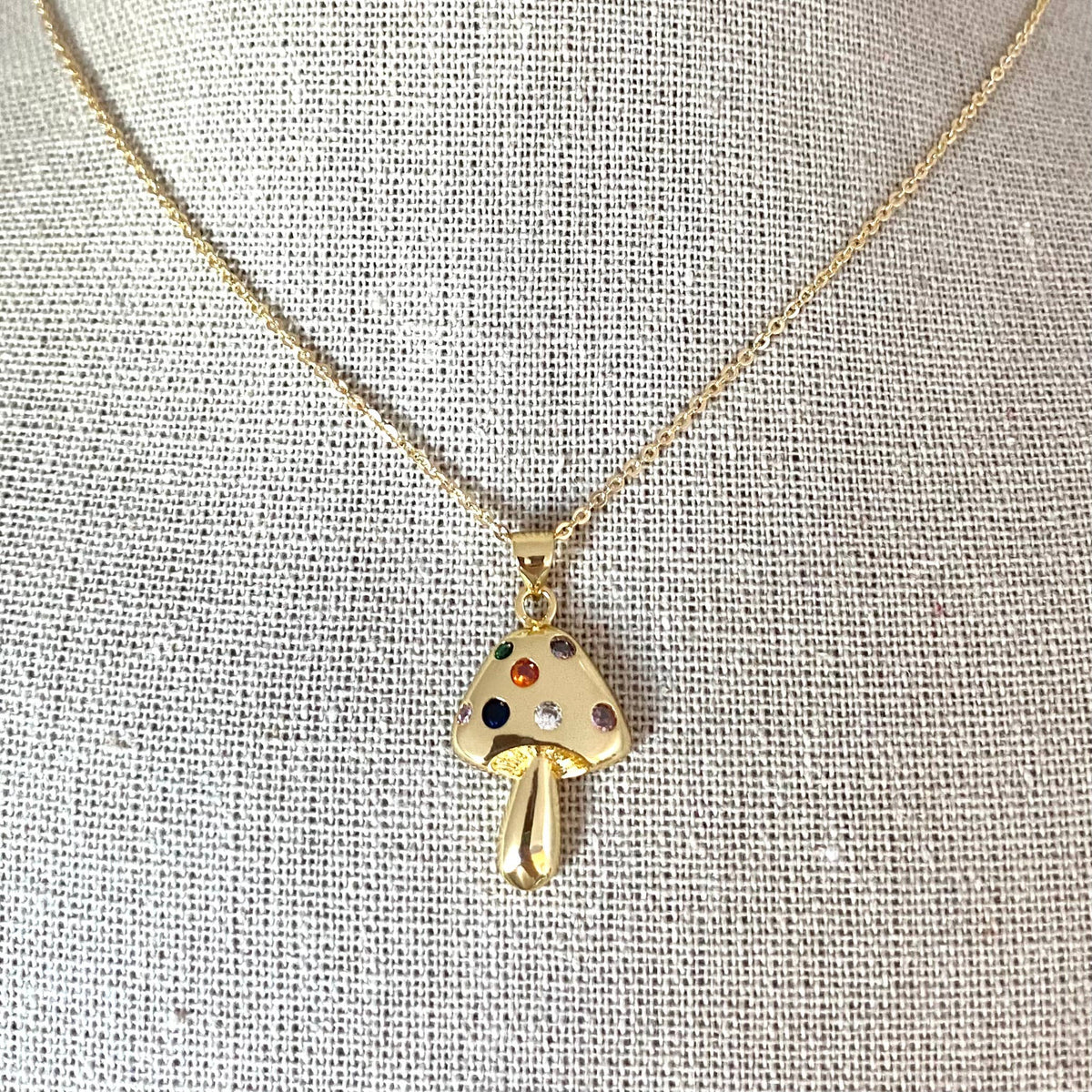 Mushroom charm pendant necklace 18k Gold Filled delicate