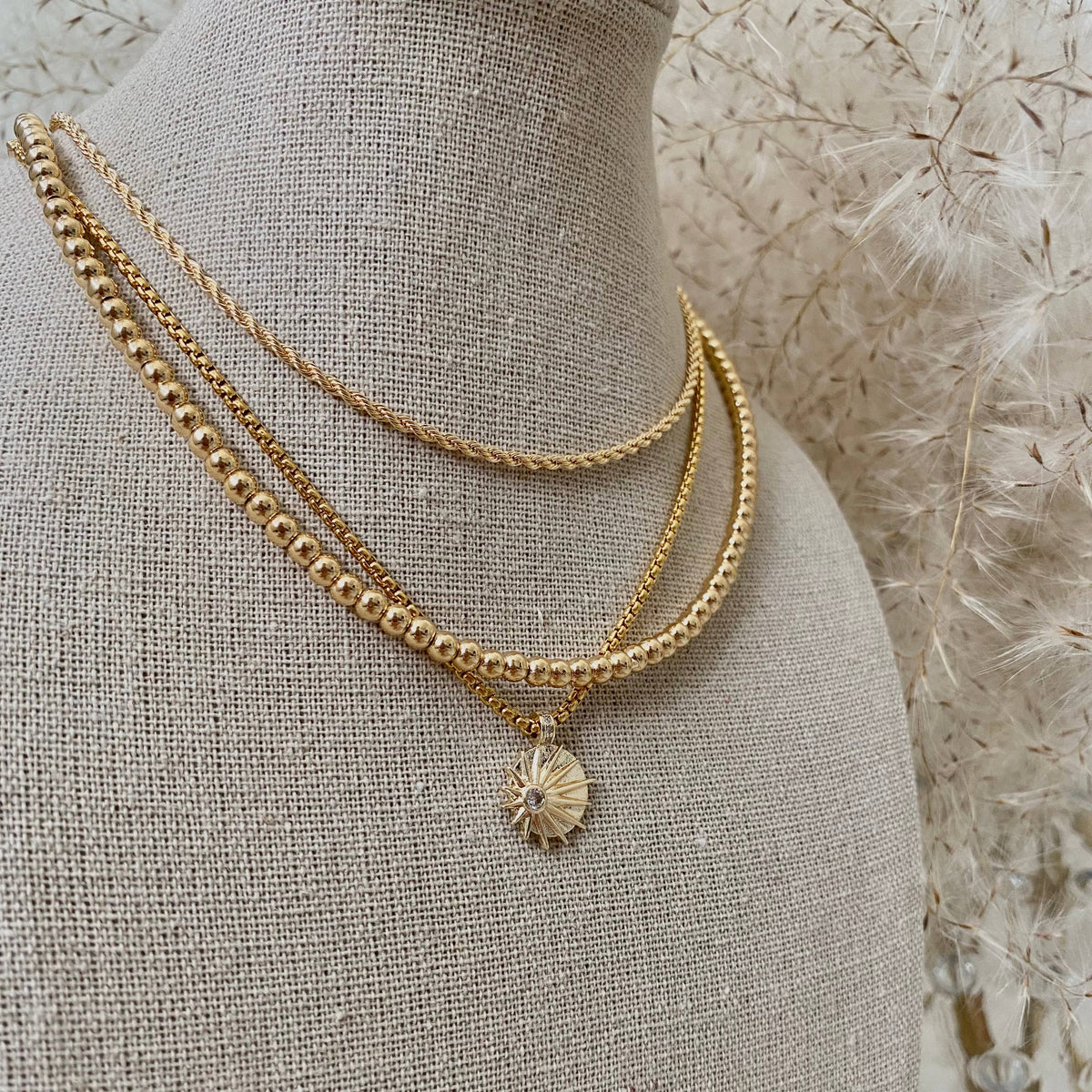 Sunburst sunrise zirconia gold plated necklace silver ombre