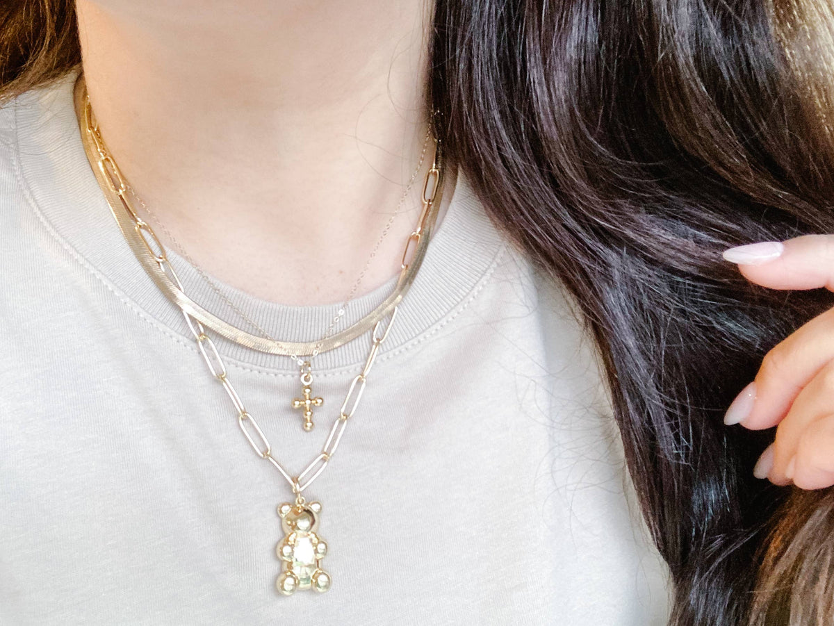 Gummy Bear Gold Necklace Paperclip Gold-Plated Chain