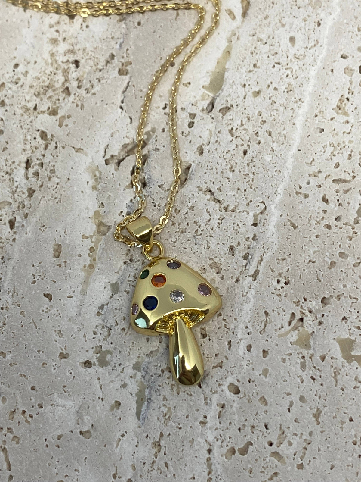 Mushroom charm pendant necklace 18k Gold Filled delicate