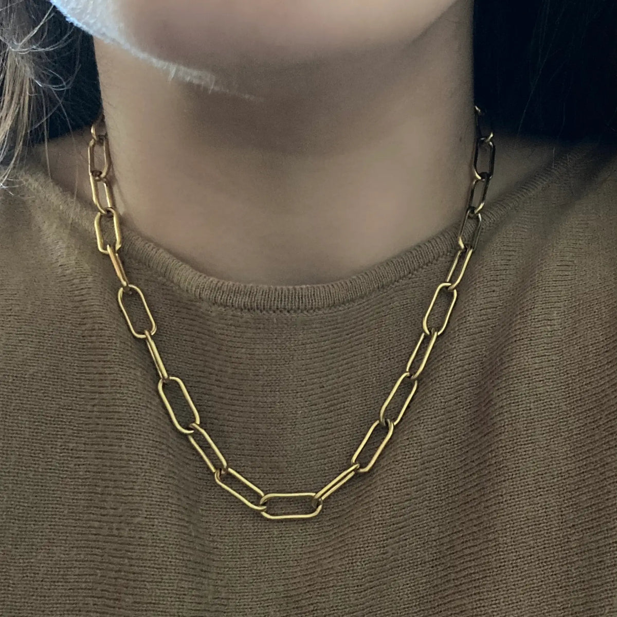18k Gold Plated Paperclip Link Necklace Choker Lariat