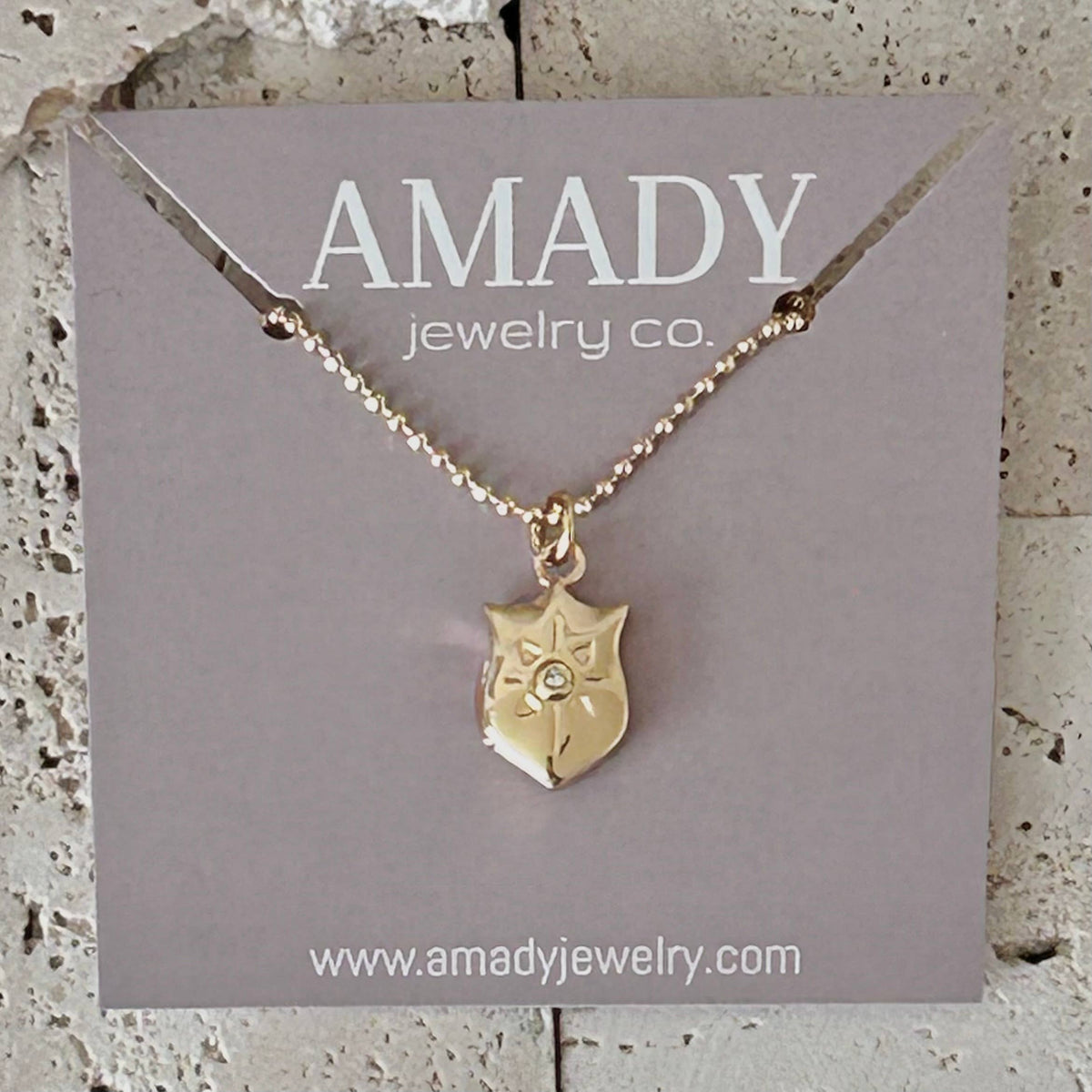 Shield of faith locket Pendant charm necklace gold filled